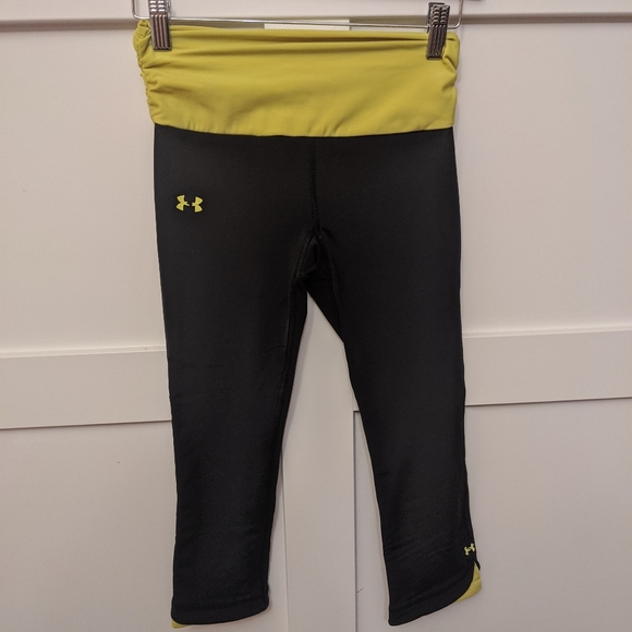 Under Armour black with neon yellow workout pants - Picture 2 of 3